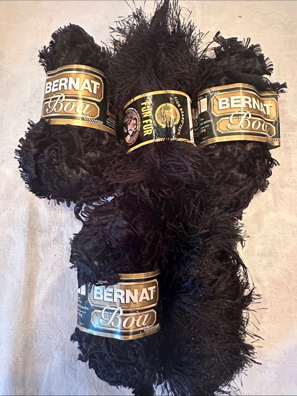 Yarn Bundle Fun Fur Festive Faux Fur Boa  Party Trim Bernat Lion Brand